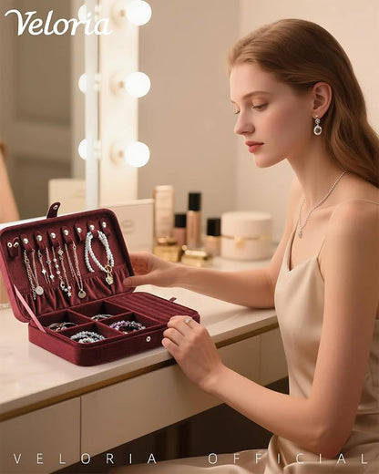 VELORIA Jewelry Box, Premium Velvet Travel Jewelry Organizers And Storage - Image 4