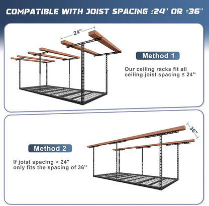 3X6FT Overhead Garage Storage Rack, Heavy Duty Metal Overhead Storage Organizer - Image 7
