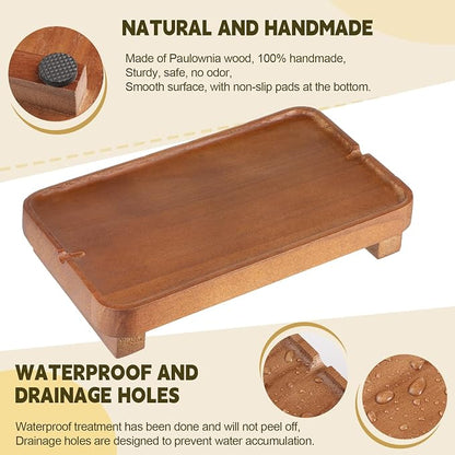 Wood Riser Small Decorative Tray Sink Soap Dish, Vanity Tray Pedestal Stand 9 x - Image 4