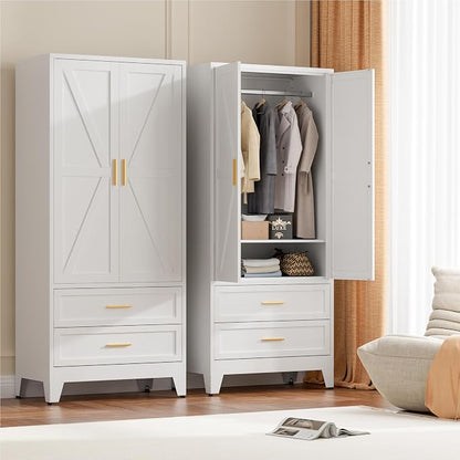 71" Tall Metal Wardrobe Cabinet - Image 6