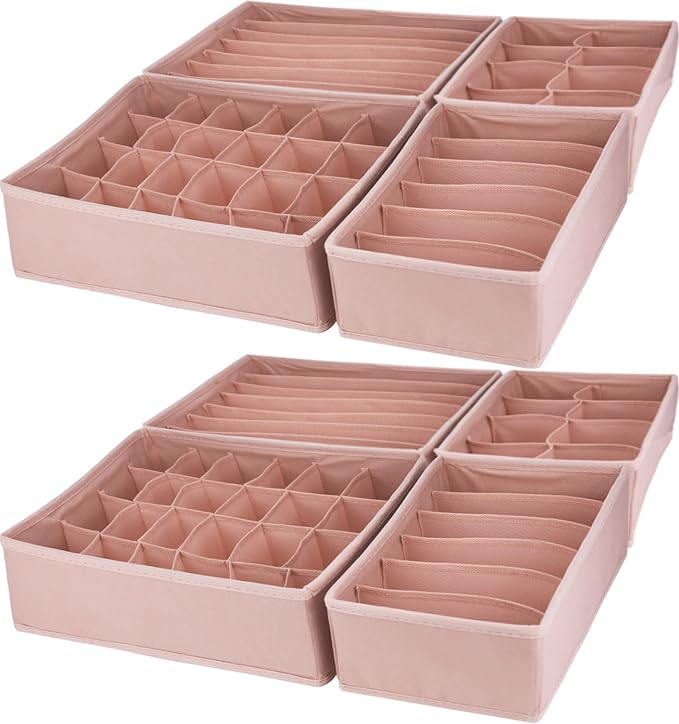 Dresser Drawer Organizer 8 Pack Clothes Underwear Sock Storage Pink Drawer by Bazasa