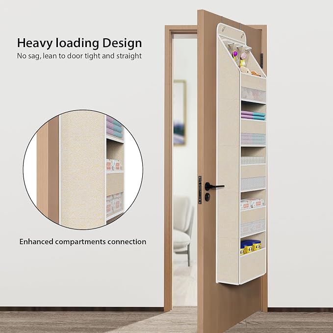 Univivi 6-Shelf Over Door Hanging Organizer Fabric Baby Door Storage - Image 2