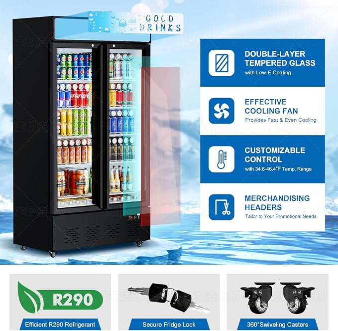 Commercial Glass Door Display Refrigerator 30 cu.ft Cooler Commercial Beverage - Image 5