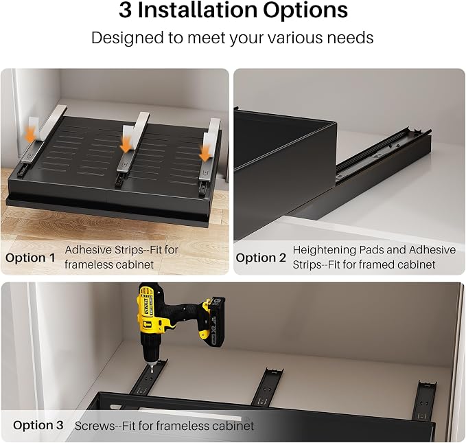 Pull out Cabinet Organizer, Adjustable Full-Extension Adhesive Roll out Shelves - Image 7