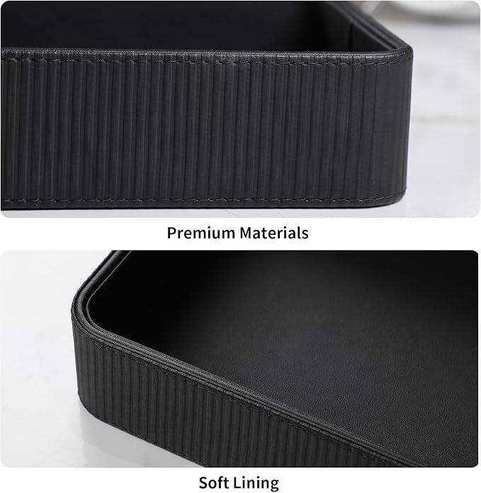 PU Leather Valet Tray Organizer, Modern Nightstand Organizer Bedside Desktop - Image 4