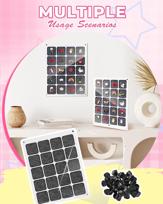 UCEC 20 Grids Clear Acrylic Pin Display Board & 50 PCS Rubber Pin Backs - Image 7