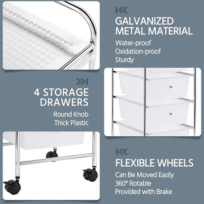Yaheetech 4 Drawers Cart Rolling Plastic Storage Cart and Organizer Metal Frame - Image 4