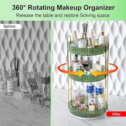 GTI 360°Rotating Makeup Organizer, 3 Tier Large Capacity Perfume Cosmetics - Image 4