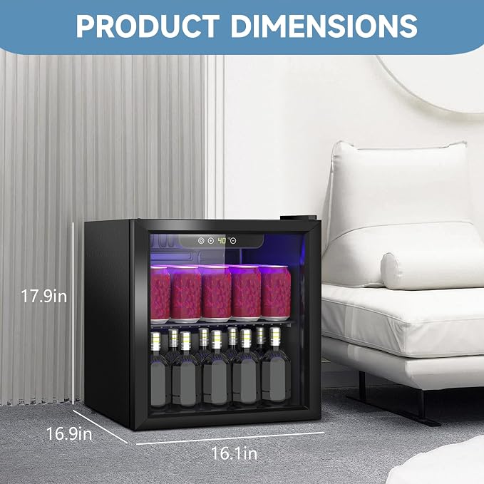 Stopasd Beverage Refrigerator Cooler, 1.3 Cu.Ft/60 Can Drink Fridge - Image 3