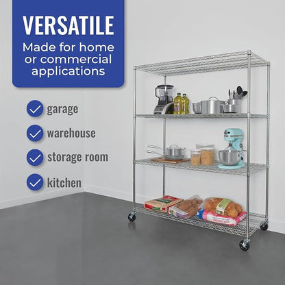 SafeRacks WS-602472-ZW4 NSF Certified 4-Tier Heavy Duty Wire Rack Storage - Image 3