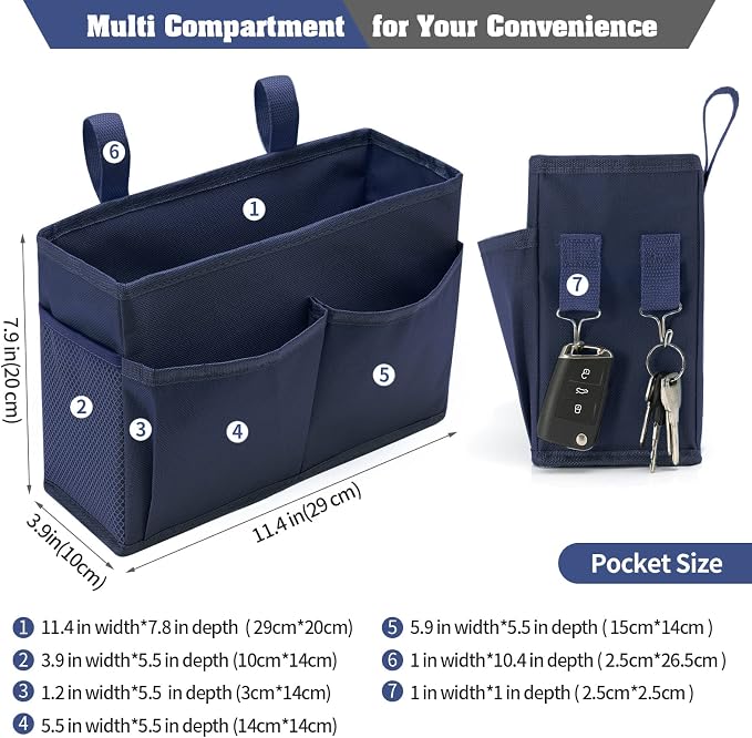 Bseash Bunk Bed Organizer, Bedside Caddy Hanging Bed Organizer Storage Bag - Image 2