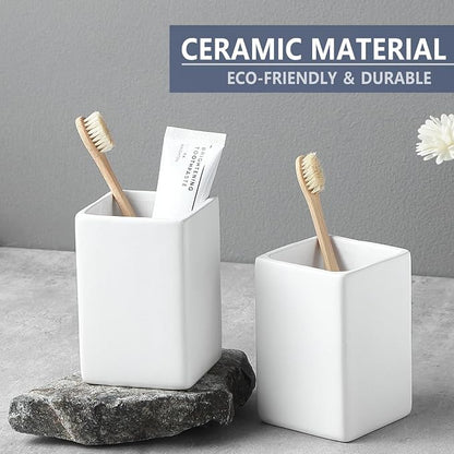 White Ceramic Toothbrush Holder - Image 4