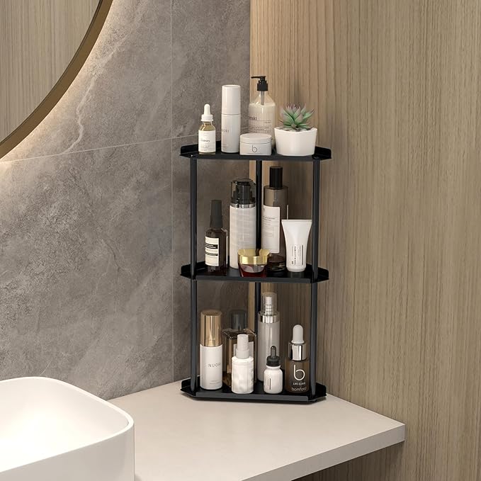 3 Tier Bathroom Counter Organizer, Vanity Organizer Corner Shelf, Makeup - Image 2