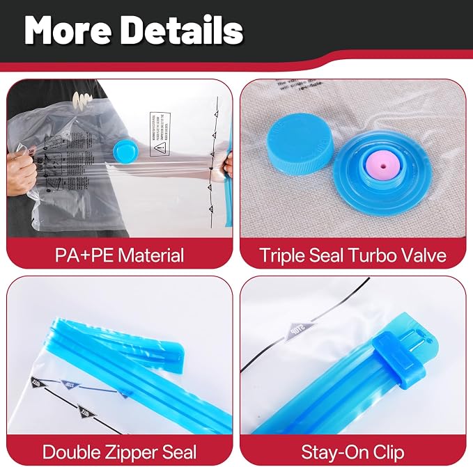 8 Pack Jumbo Vacuum Storage Bags, Vacuum Seal Bags - Image 5