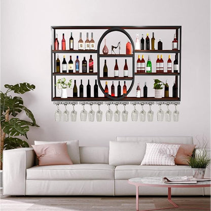 Large Wall Mount Wine Rack, Metal 4 Tier Large Capacity Hanging Bar Rack - Image 7