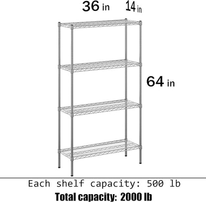 14" Deep x 36" Wide x 64" Height Wire Shelving Kit | 4-Tier | NSF Commercial - Image 3