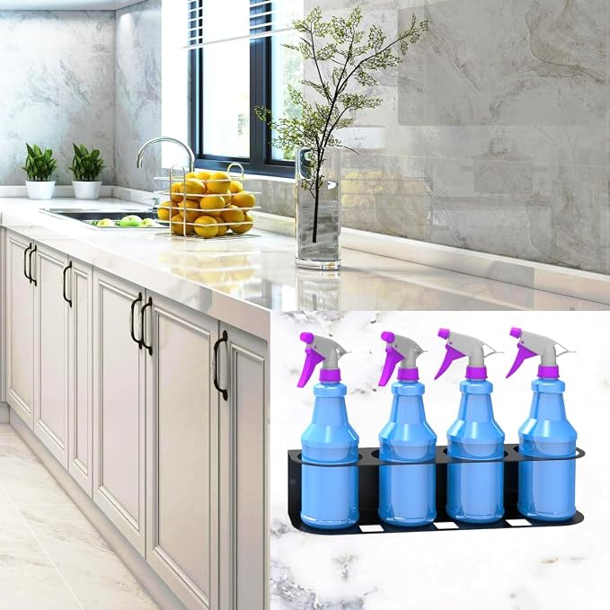 JINGCHENGMEI 4 Spray Bottles Holder, Steel Wall Mount Storage Organizer - Image 5