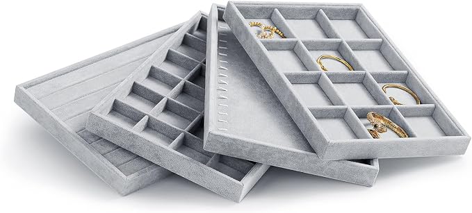 Oirlv Velvet Jewelry Tray 24 Grid liner Pendant Earrings Organizer Storage - Image 7