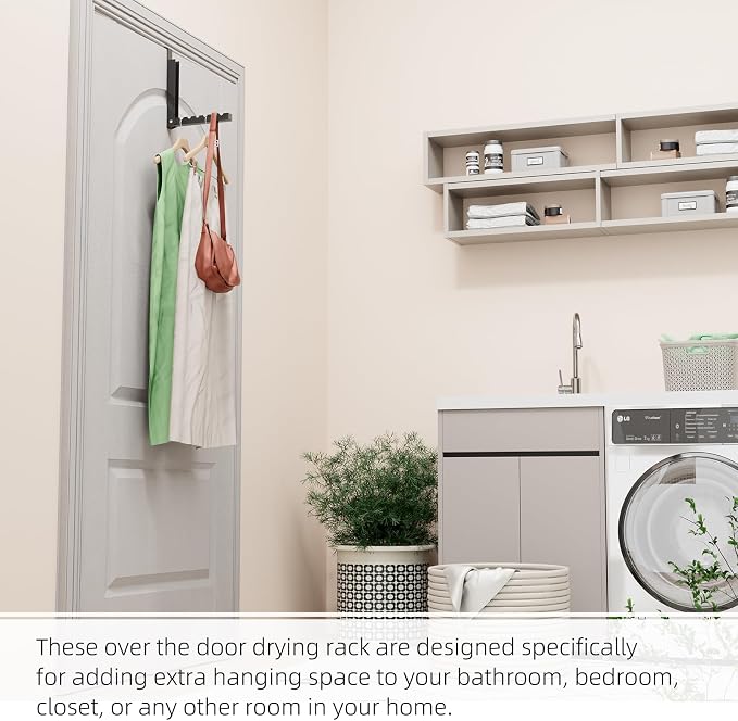 BAKON Over The Door Hanger Folding Clothes Drying Rack, Folding Hanging Coat - Image 4