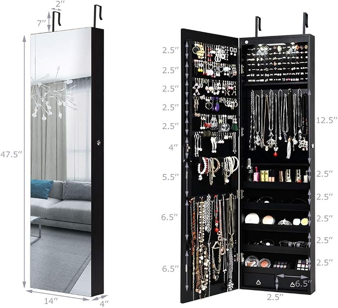 Giantex Wall Door Mounted Jewelry Armoire Cabinet - Image 7