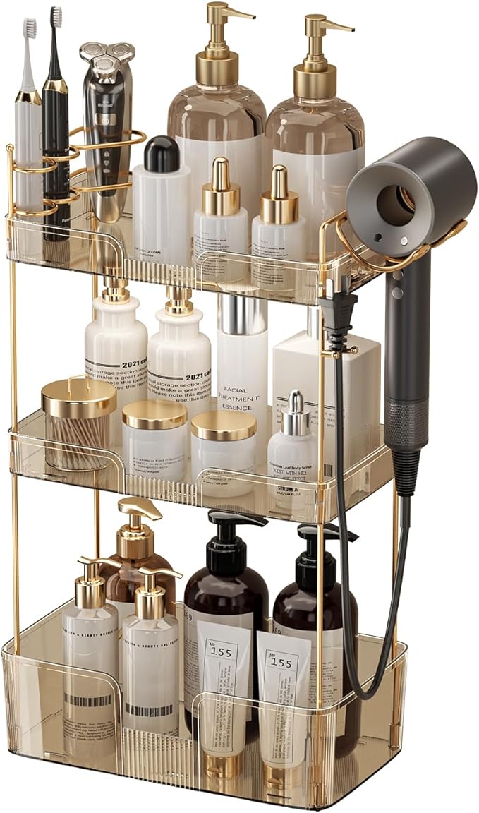 3 Tier Bathroom Organizer Countertop Makeup Perfume Tray Skincare Organizer by AKINBAS