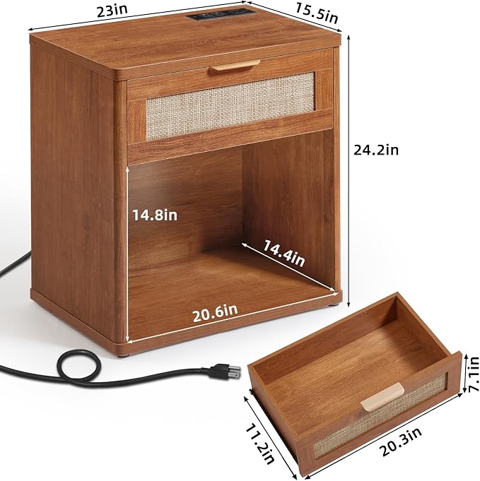 LEYAOYAO Rattan Nightstands Set of 2 - Image 3