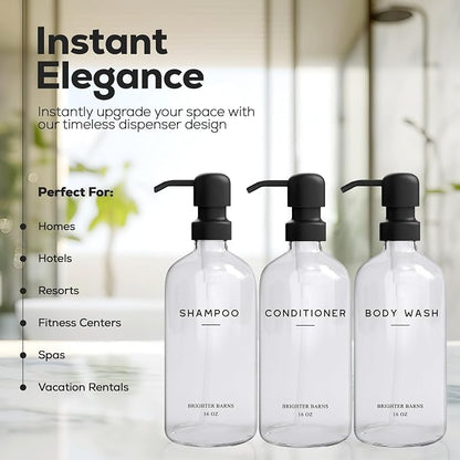 Clear Shampoo and Conditioner Dispenser Set by Brighter Barns - Image 2