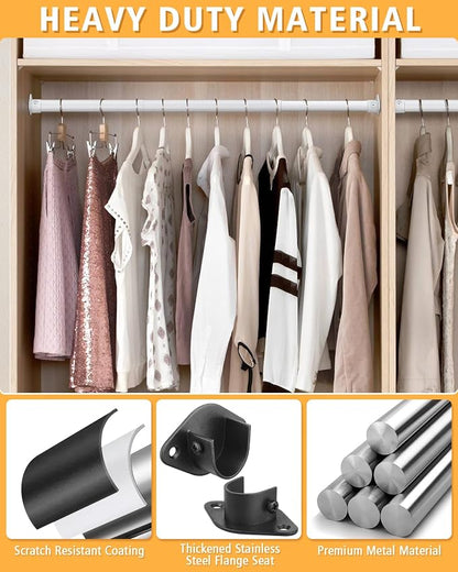 Closet Rod, 17 to 28 Inch Heavy Duty Adjustable Metal Clothing Rack - Image 5