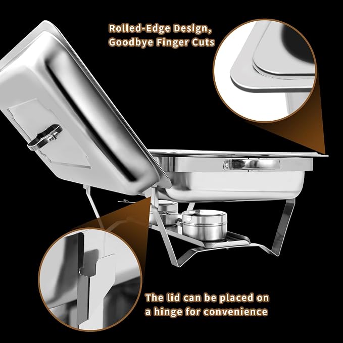 8 Qt 8 Pack Full Size Stainless Steel Chafing Dishes Buffet Set - Image 4