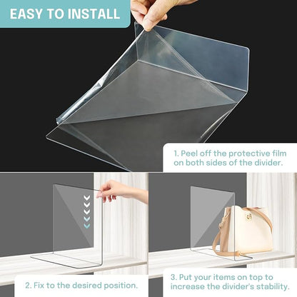 OKPOW Acrylic Shelf Dividers for Closet Organization: 12" Tall x 10" Deep - Image 4