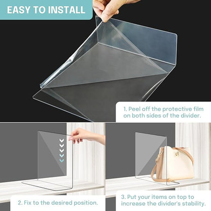 OKPOW Acrylic Shelf Dividers for Closet Organization: 4 Pack Durable Clear - Image 6