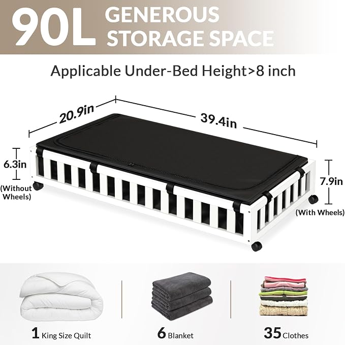 2 Pack Bamboo Under Bed Storage - Image 2