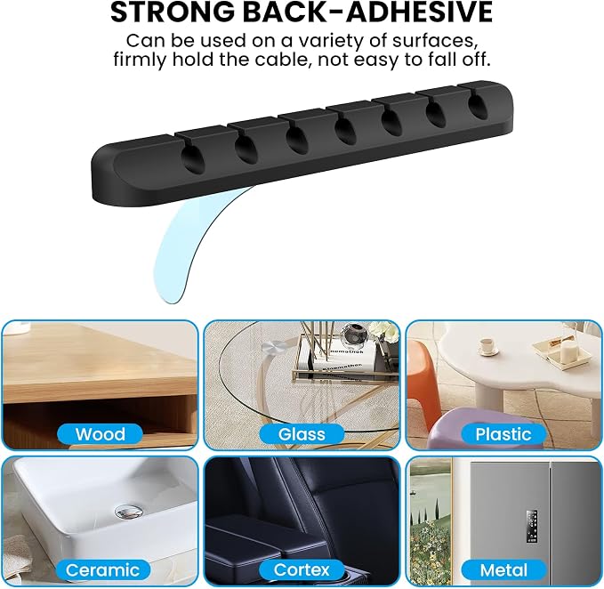 AhaStyle Cable Clips, 3 Pack Cord Holders Cable Organizer Self Adhesive Cord - Image 3