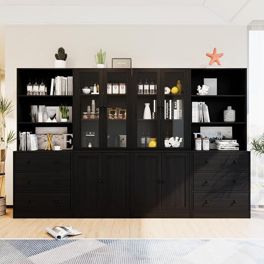 TUSY 71" Bookshelf Bookcase, 3-Tier Modern Bookshelves 3 Large Drawer, Wood by TUSY