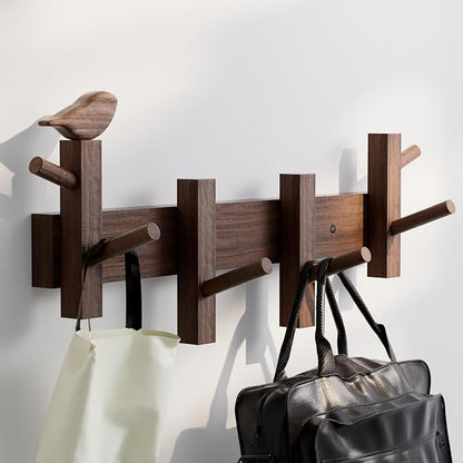 Coat Rack Wall Mount，Solid Acacia Wall Mounted Coat Rack - Image 2