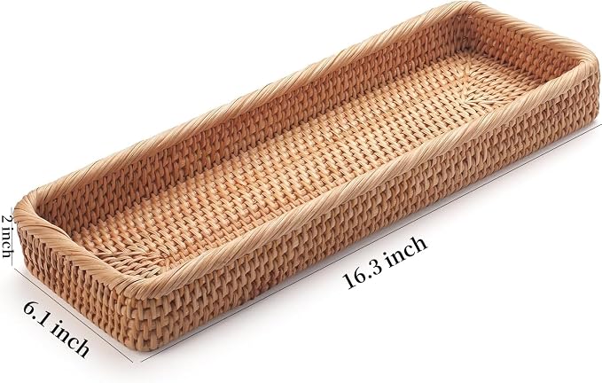 Rattan Bathroom Vanity Tray, Toilet Tank Basket Tray - Image 7