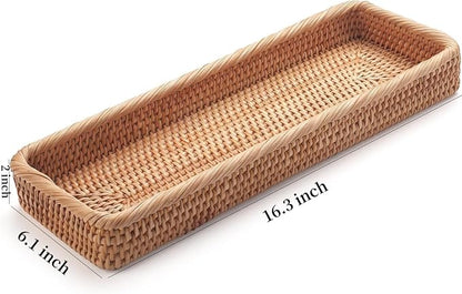 Rattan Bathroom Vanity Tray, Toilet Tank Basket Tray - Image 7