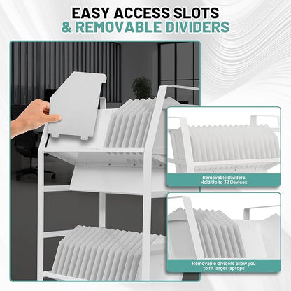 32-Device Mobile Charging Storage Cart, Lockable Charging Station - Image 4