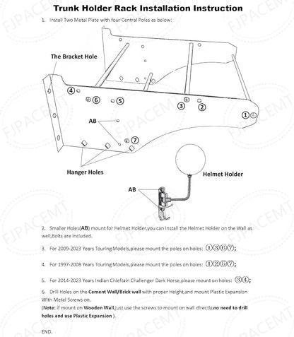 Mount Storage Rack Kit Tour Pack Trunk & Sissy Bar Backrest & Mounting Luggage - Image 5