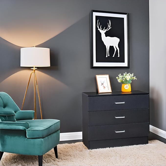 Karl home 3 Drawer Dresser, Modern Storage Chest of Drawers, Wood Bedside Table - Image 7