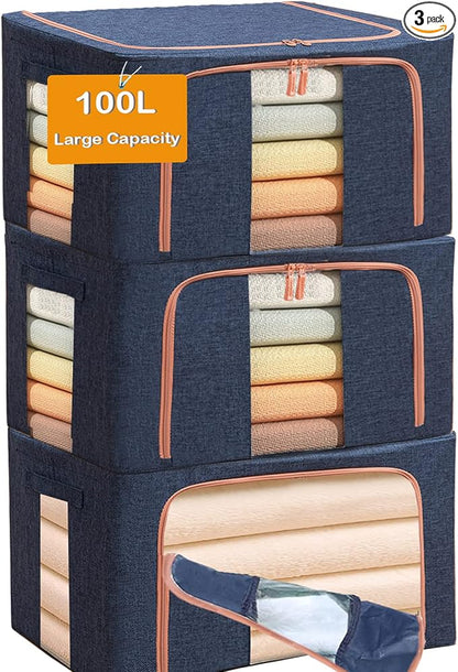 Large Capacity Clothes Storage Bags, Stackable Storage Organizer by SWEERI
