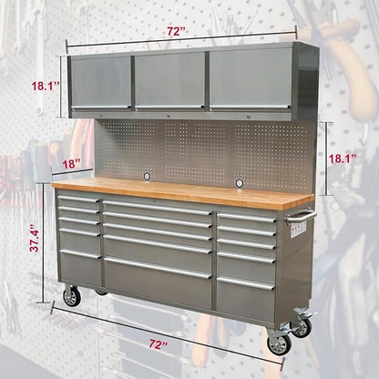 72-Inch Stainless Steel Rolling Tool Chest - Image 2