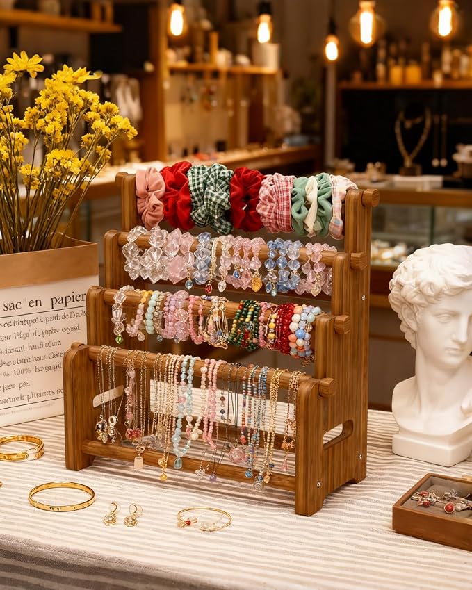 NEEKFOX Wooden Bracelet Holder, 4 Tier Jewelry Bracelet Display Stand, Bracelet - Image 3