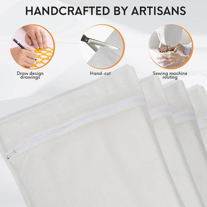 4-Piece White Large Durable Organic Cotton Mesh Laundry Bags - Image 3