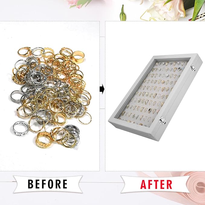 Velvet Ring Display Tray Organizer Box - Image 5