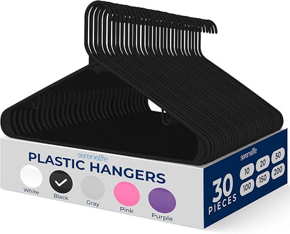 SereneLife 30 Pack Plastic Hangers, Space-Saving Closet Organizers, Durable and by SereneLife