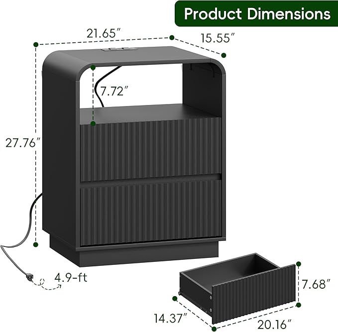 Black Nightstands Set of 2 - Image 2