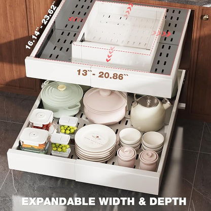 4 Pack Pull Out Cabinet Organizer Expandable Width and Depth, Slide Out Drawers - Image 3