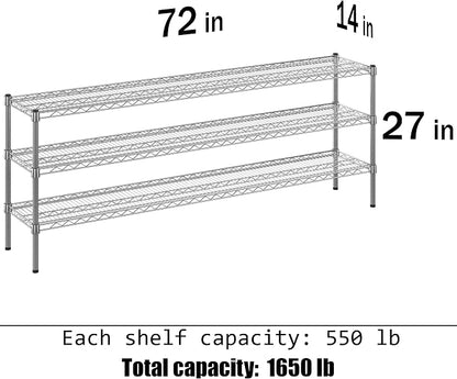 14" Deep x 72" Wide x 27" Height Wire Shelving Kit | 3-Tier | NSF Commercial - Image 3