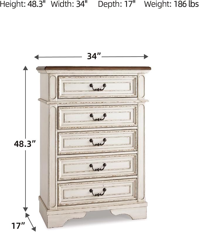 Signature Design by Ashley Realyn Vintage 5 Drawer Chest - Image 3